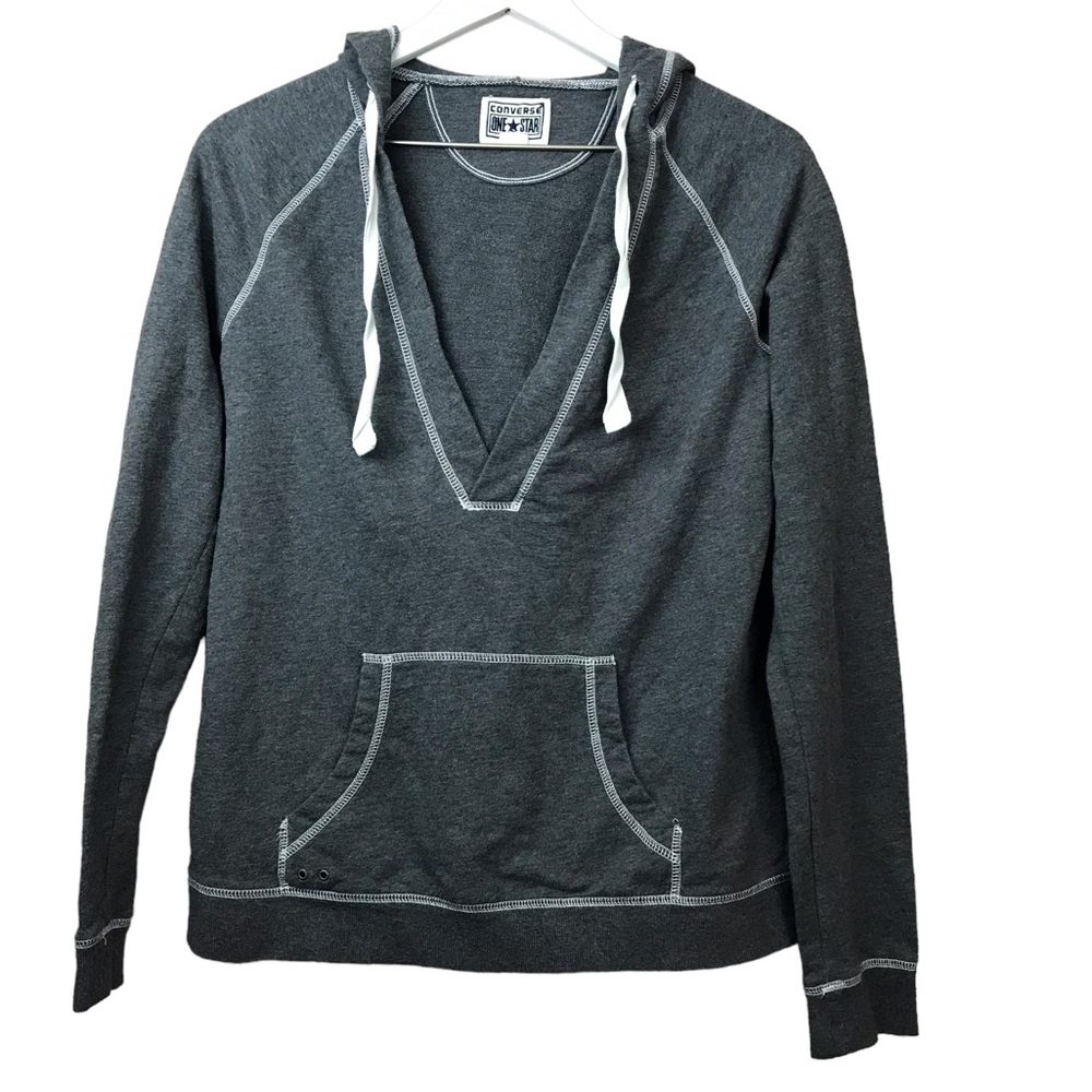 Converse One Star Grey Pullover Hoodie Sweatshirt Women Sz M